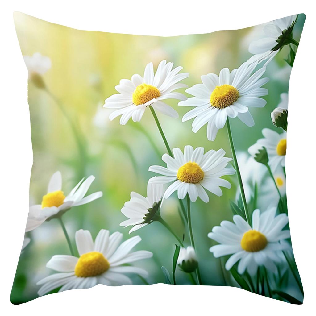 Beautiful Daisy Printed Cushion Covers for Home Decor Polyester Pillowcase, Sofa Decorative Cushion Cov Headboard Pillow