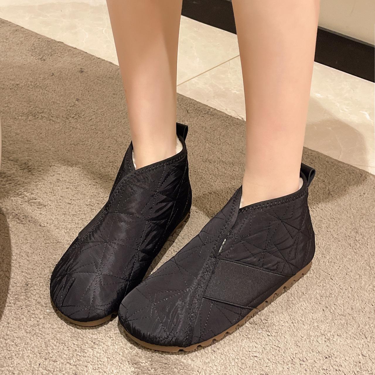

Fashion Winter Flat Ankle Boots Vintage Fashion Women s Snow Boots Waterproof Warm Suede Warm Plush Fashion Women s Casual Cotton Boots 40 чёрный