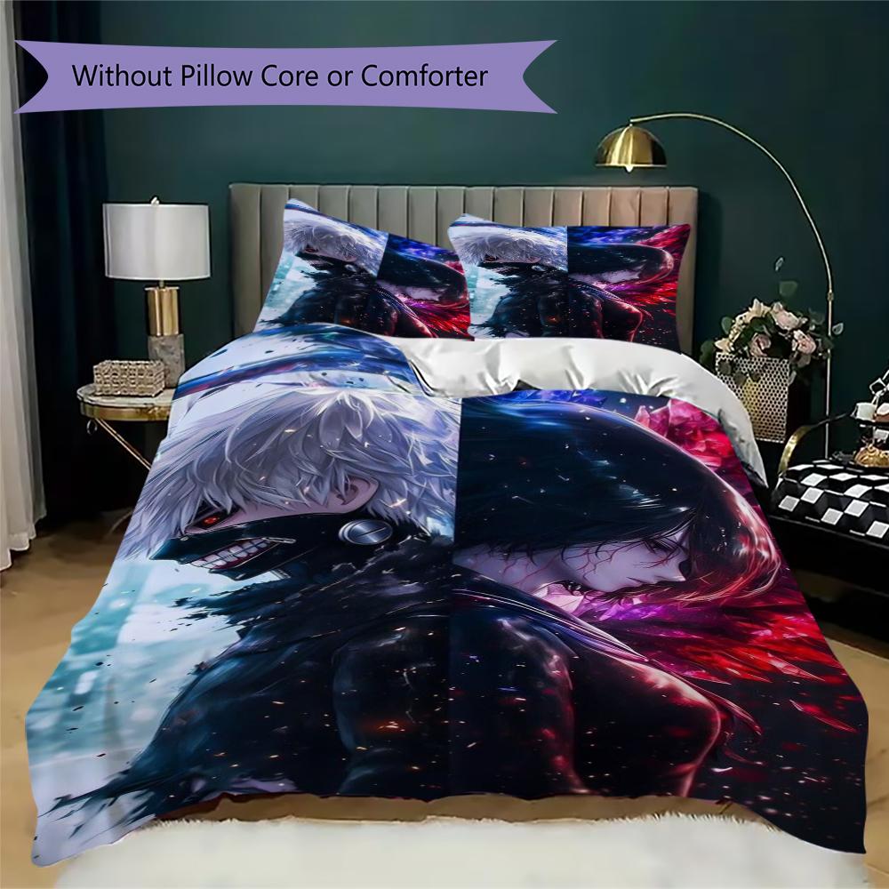 Tokyo Ghoul Pattern Bedding uilt Set uilt Cover Pillowcase Home Decoration Birthday Gift (1 * duvet cover + 2 * pillowcase without core)220