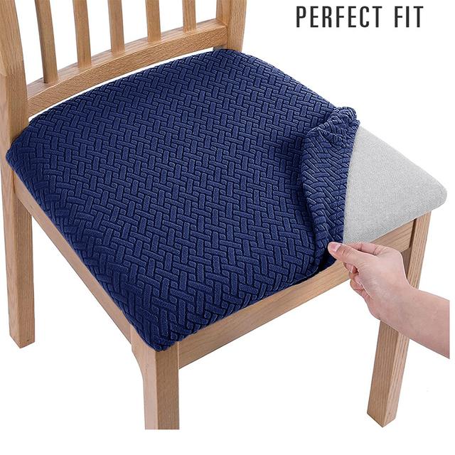 Removable Dining Chair Seat Cover Jacquard Dining Chair Covers Stretch Seat Cushion Slipcover for Kitchen Chairs