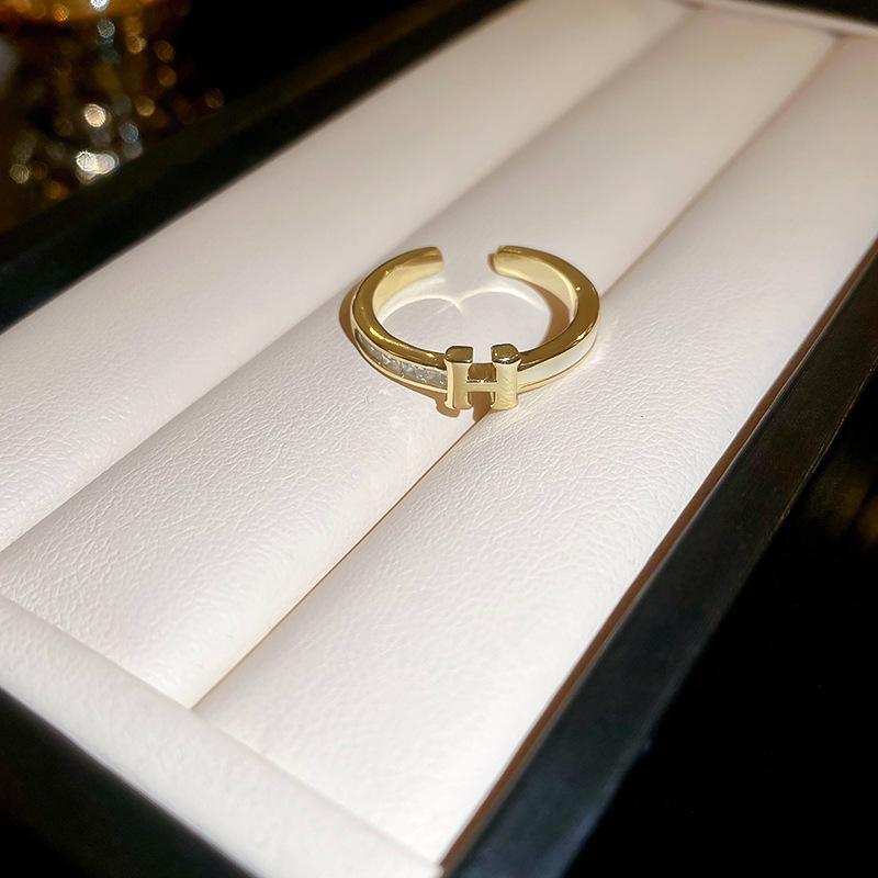 Luxury Geometric Zirconia Open Ring - Elegant and Versatile Hand Jewelry