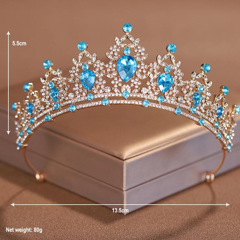 Bridal Headwear Green-Colour Women's Fashion Party Crown Girl Performance Tiaras