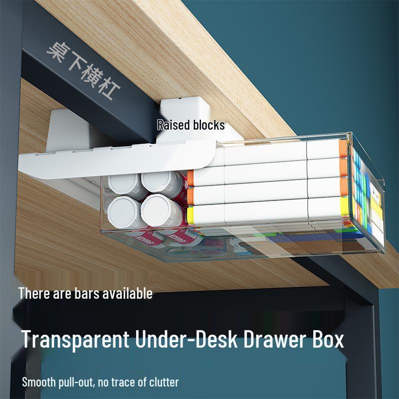 Under-Desk No-Punch Invisible Drawer & Organizer for Cosmetics