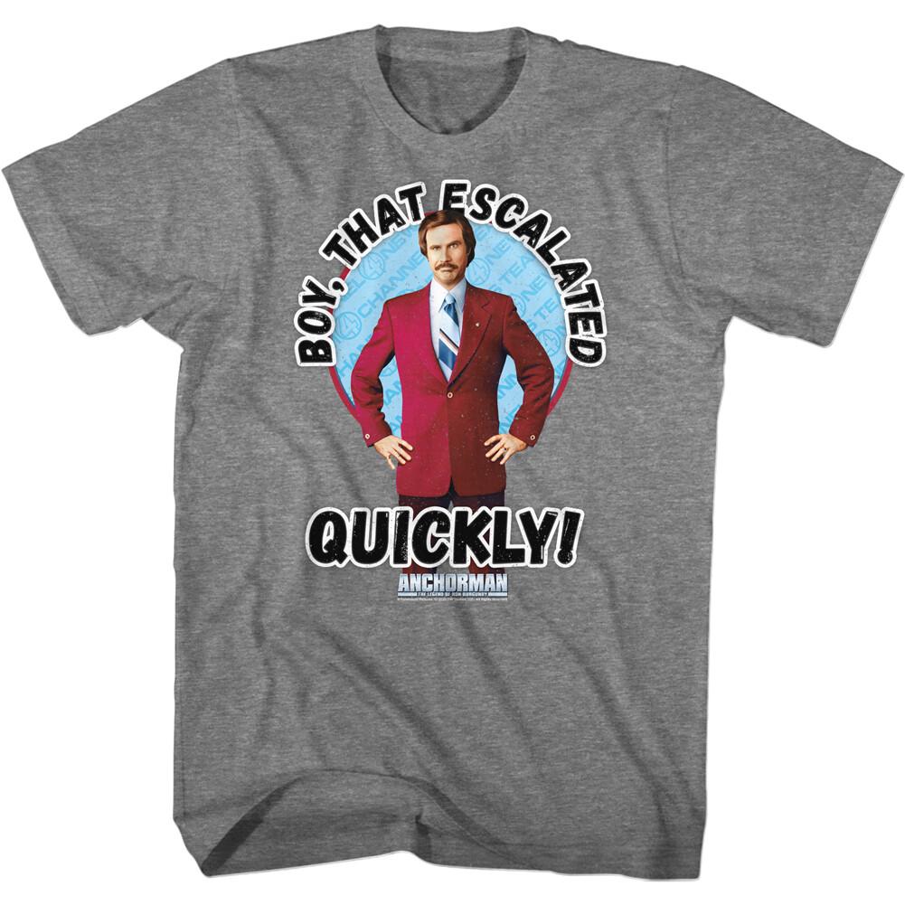 Anchorman Ron Burgundy Boy That Escalated Quickly Men T Shirt Movie Merch L
