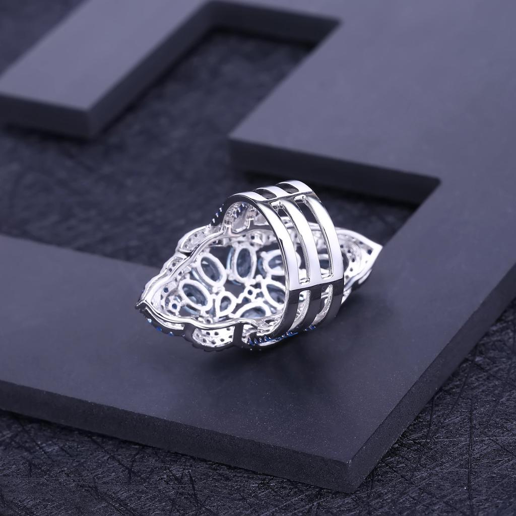 Bague topaze naturelle de créateur de luxe haut de gamme, bague romantique française en argent s925 avec pierres précieuses de couleur naturelle