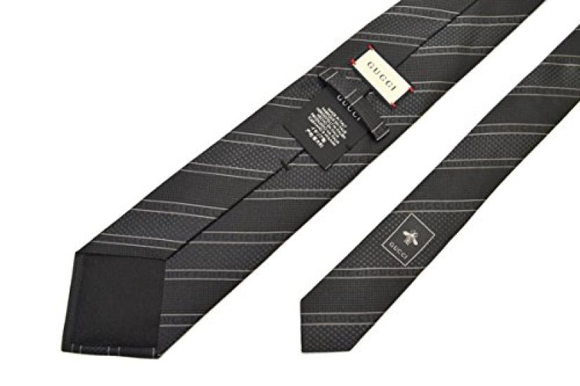 Gucci Logo Line Stripe Tie 8cm Blade Egc17w001 4B002 (Size Width) (499694 1000 Black)