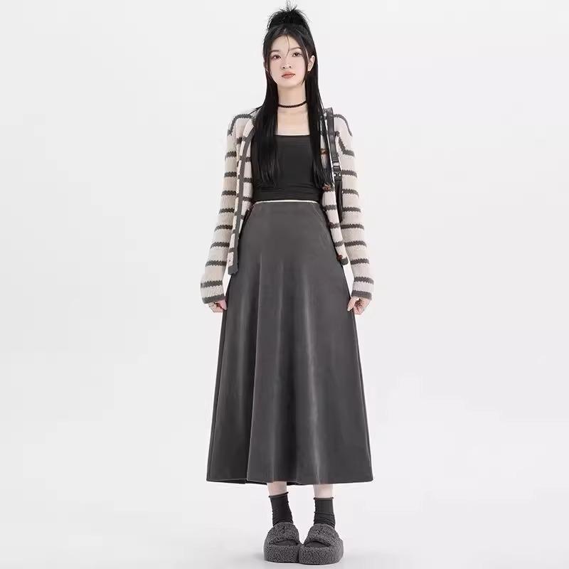 

Adjustable High Waist A-line Maternity Skirt - Slimming Petite Fit for Spring & Autumn 2025 One Size [Suitable for 80-110 lbs] деревне вугілля/сірий колір