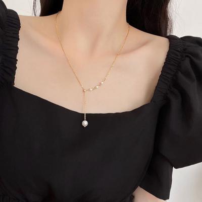[S] Collier Tendance Resserrement Point Perle_Ih