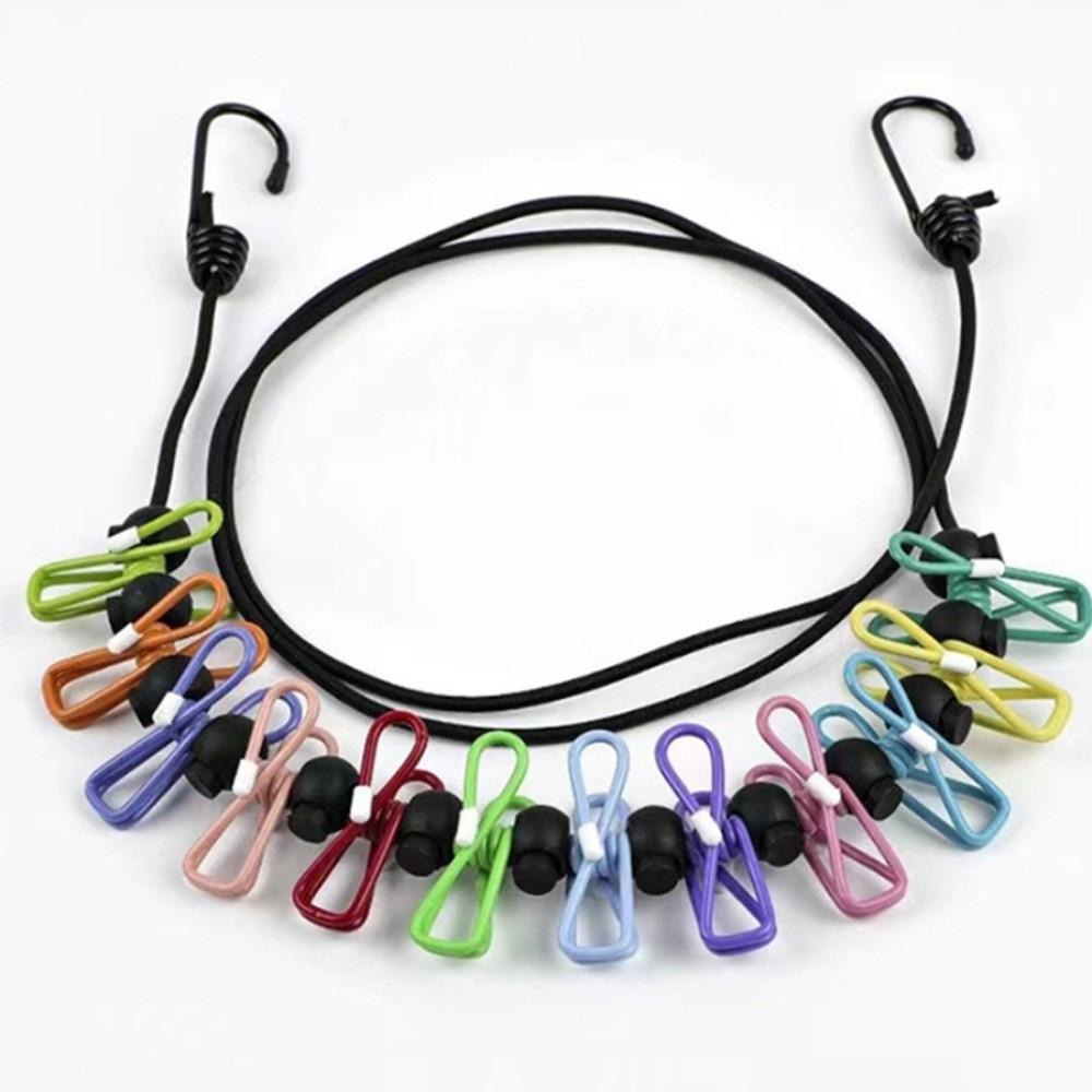 New Portable Retractable Clothesline Non-Slip Foldable Drying Line with 12 Clips 1.8M Hanging Rack Outdoor