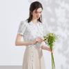 Temperament New Chinese Bubble Sleeve Printed Shirt Women's Summer Edition High End Folding Design Top