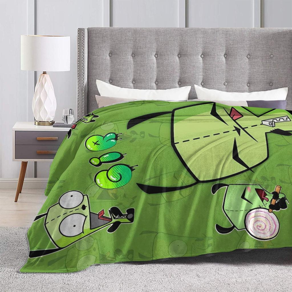 Invaders Zims Gestrickte Decke Cartoon Plüsch Überwurfdecke Sommer Klimaanlage Personalisierbar Weich Warm Bettwäsche,