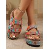 Cork Sandals 2025 Summer New Plus-size Rhinestone Belt Buckle for Women Wearing Platform Slippers