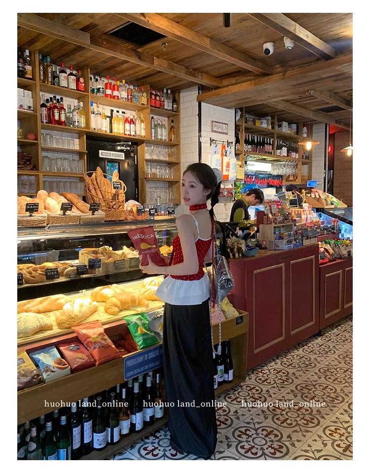 Elegant Halter Polka Dot Pleated Cami Top - Spring 2025 Waist-Hugging Style