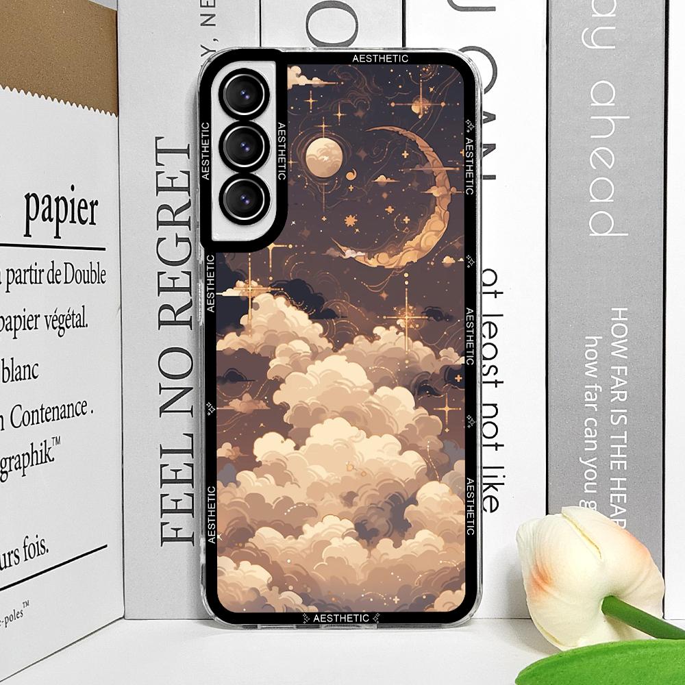 

Beautiful Y2K Cute Clouds Moon Aesthetic Phone Case for Samsung Galaxy S25 S24 S20 S21 FE S22 Plus S23 Ultra 5G Soft Cover Funda For Samsung S23