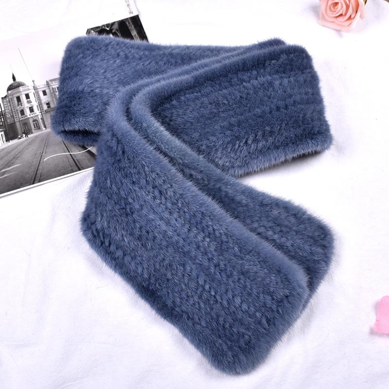 Real Mink Fur Knit Scarf for Women Winter Warm Fur Shawls Colorful Shoulder Warmer Long Mixed Hand-made Neck Warm Scarf