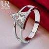 925 Sterling Silver AAA Zircon Triangle Ring Fashion Jewelry