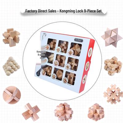 Kongming & Luban 9-teiliges Puzzle-Set für Grundschüler - Herausfordernde geheime Aufbewahrungsbox.