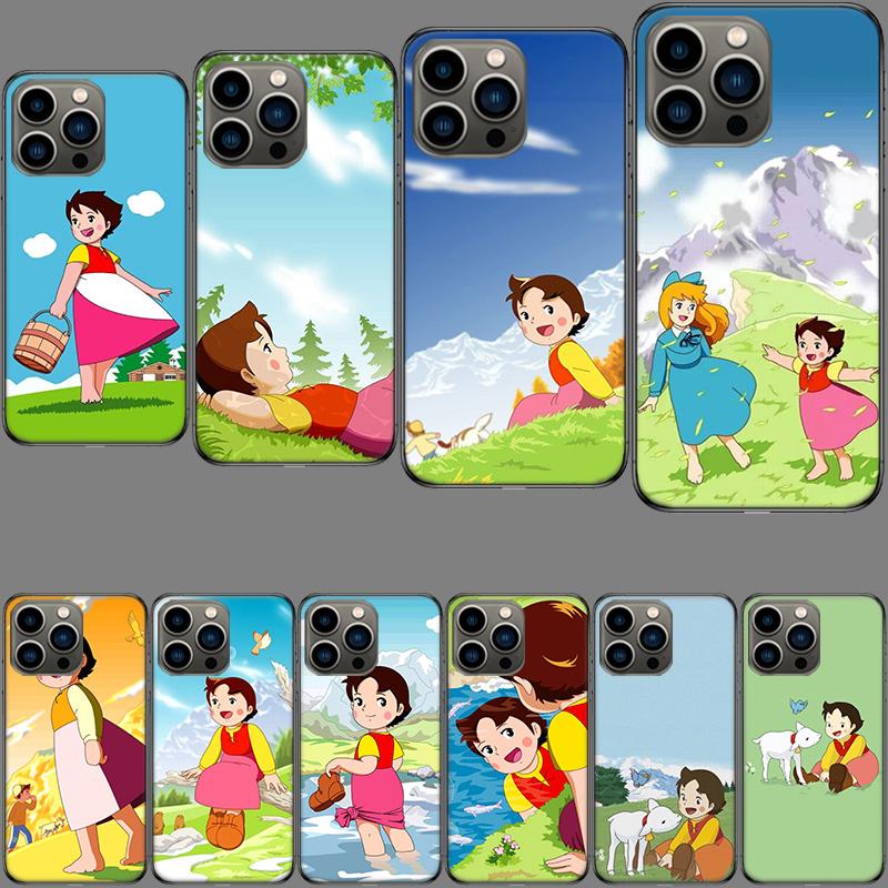 Heidi Cartoon Phone Case For Iphone 16E 15 Pro 14 Plus 17E 16 17 Pro Max Air 11 12 13 Mini Shockproof Capa Cute Cover TPU Cle