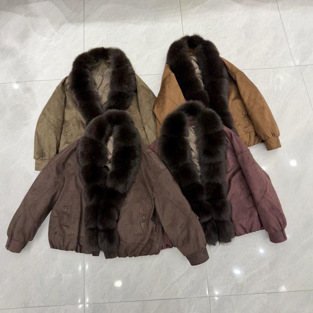 Winter new removable natural real fox fur collar down jacket women's fashion versatile thickened warm jacket