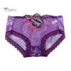 Underpants Women Panties Rose Embroidery Flower Print Mid Waist Stretch Briefs See-through Lace Sexy Ladies Underwear Daily Wear