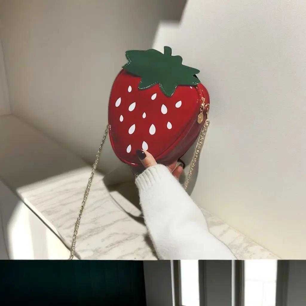 1PCS Women's Crossbody Shoulder Bag Cute Leather Design Sense Trendy Fashion Personality Strawberry Crossbody Shoulder Bag