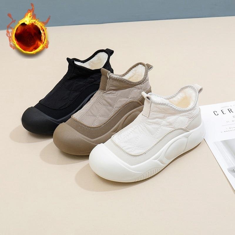 Cotton Shoes Winter New Style with Plush Versatile Warm Thick Soled Casual Snow Boots for Female Students