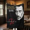 1pc Johnny Hallyday Black and White Album blanket, al season lightweigh Poster blanket home office outdoor nap multifunc Poster blanketional blanket