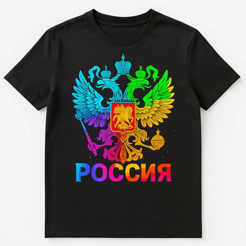 Colorful Russian Pride Double Headed Crest Unisex T-Shirt