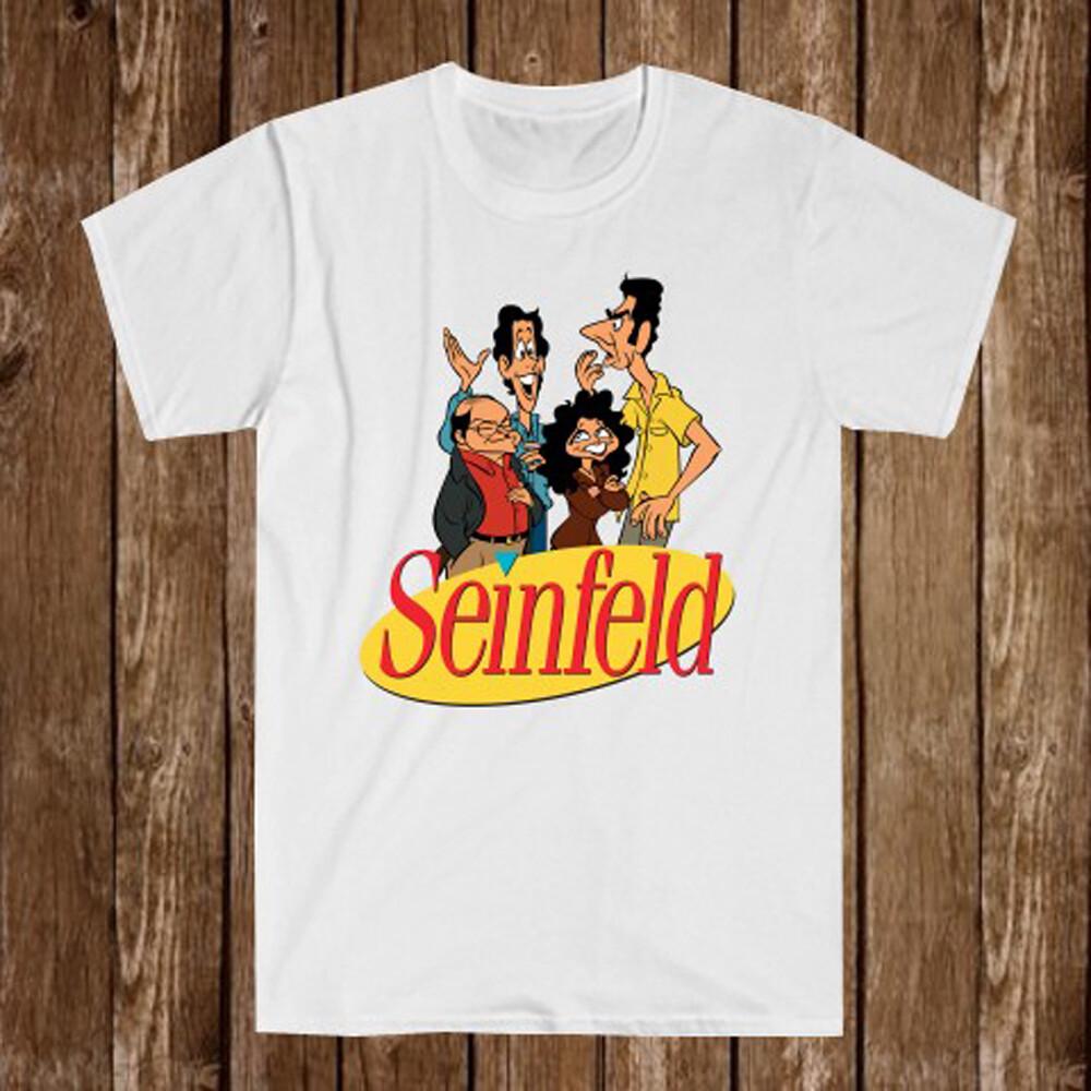 Seinfeld Cartoon Cast Men s White T-Shirt Size S-5XL Unisex T-Shirt M