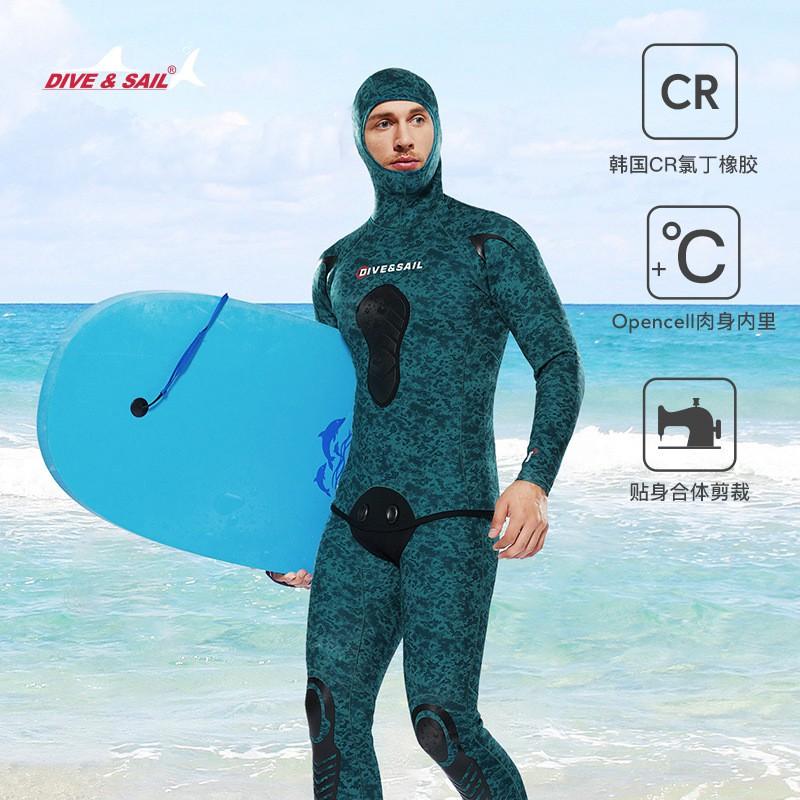 3mm 5mm 7mm Mens Neoprene Wetsuit Diving Snorkeling Spearfishing Surfing Warmth Protection Hooded Two-Piece