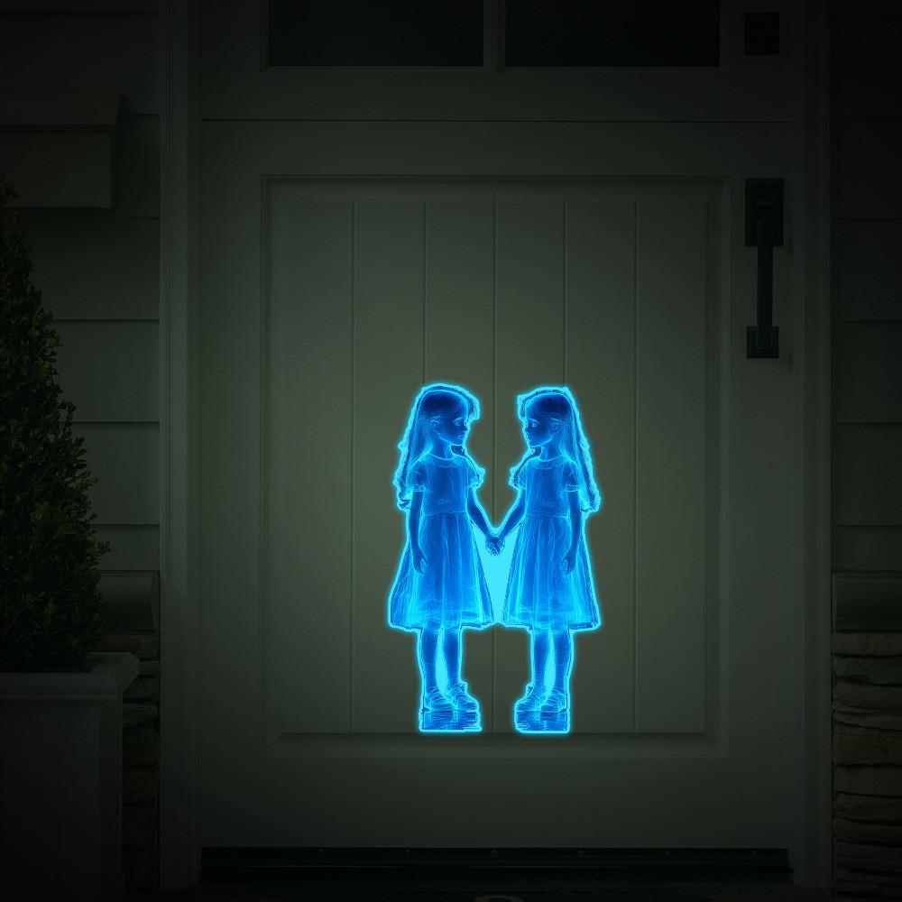Glow Halloween Night Wall Sticker With Girl Holding Hands For Living Room Decor