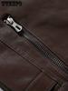 Jaqueta de motociclista retrô PU, jaqueta de couro sintético casual masculina com gola alta