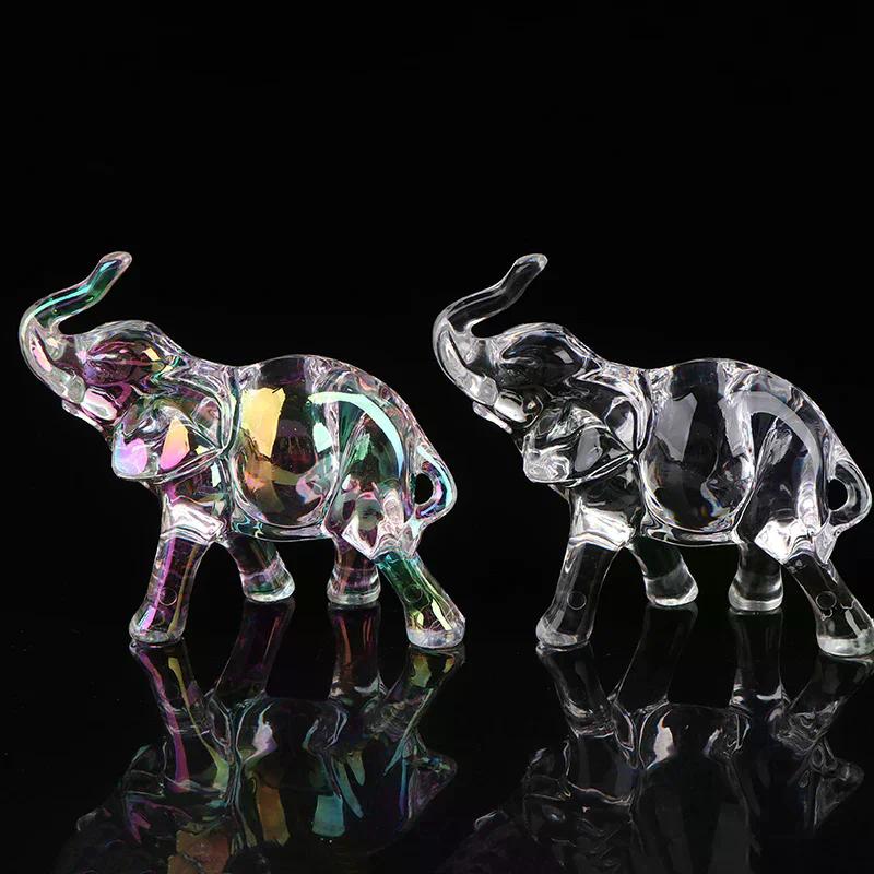 Statua Elefante di Cristallo Carino Statuetta Animale Mini Elefantino Ornamenti Artigianato Ornamenti di Cristallo da Scrivania Soggiorno