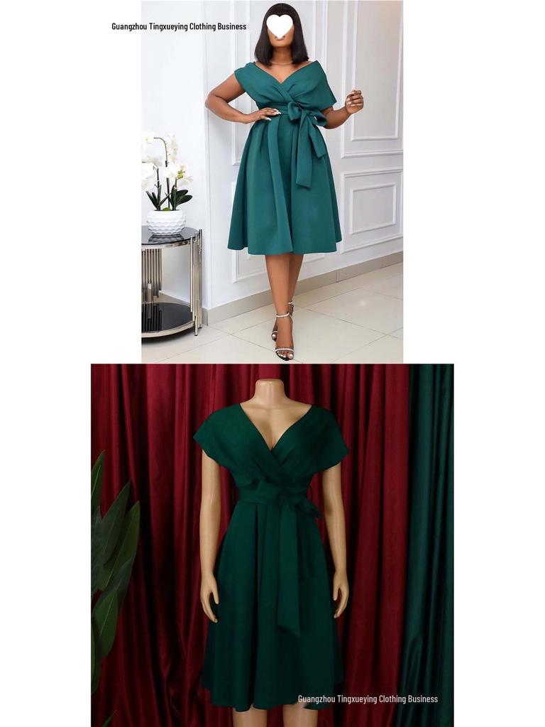 Módní šaty přes hranice pro ženy, velikost Plus Size, s výstřihem do V a zavazováním