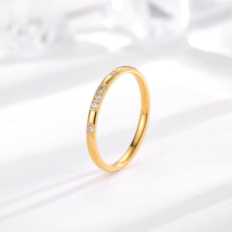 Minimalist Titanium Steel Couple Rings Non Tarnish Diamond Inlaid Matching Bands Jewelry
