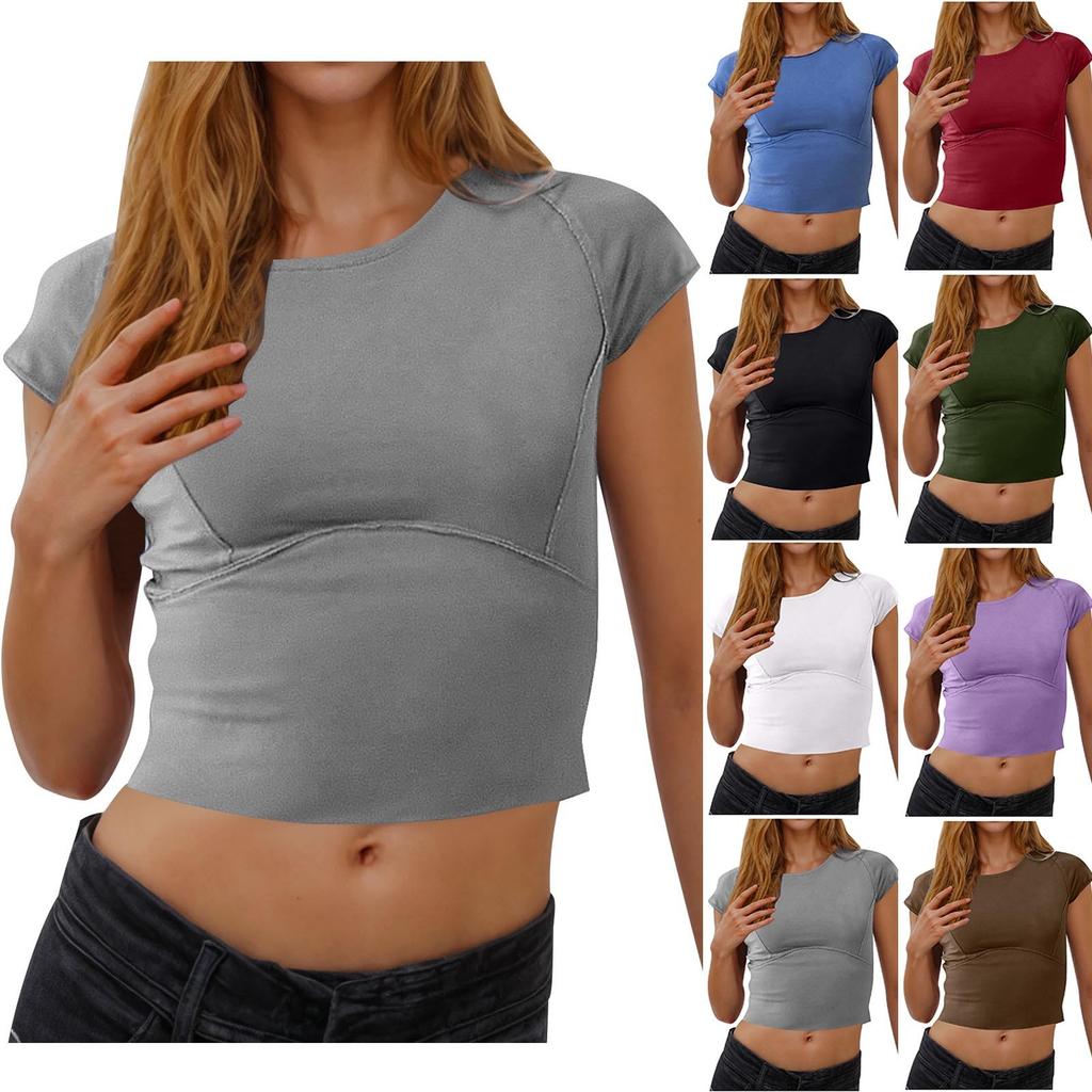 Women's Casual Basic Going Out Tops Slim Fit Short Sleeve R-Neck Tight T Shirts