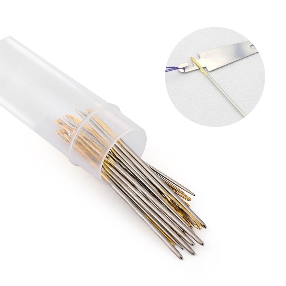 30 Piezas Enhebrador de Hilo para Punto de Cruz Hecho a Mano Agujas de Coser Ojo Grande Acero Inoxidable