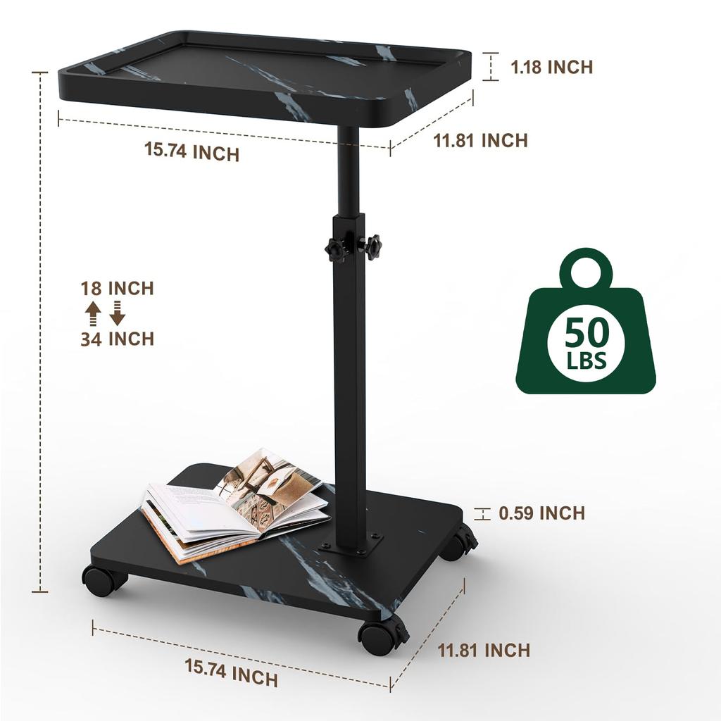 360 Degree Rotating Bracket Multifunctional Bathtub Tray Table for Home Living Room Bedside Sofa Side C Table Height Adjustable