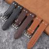 Bracelet de Montre Riveté en Cuir Véritable pour Hamilton Khaki Field Aviation Homme 20-22mm