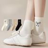 Bowknot Socks, Women's Mid-calf Socks, Solid Color Cotton Socks for Autumn and Winter, Ballet-style Sweat-absorbing and Odor-proof Women's Socks