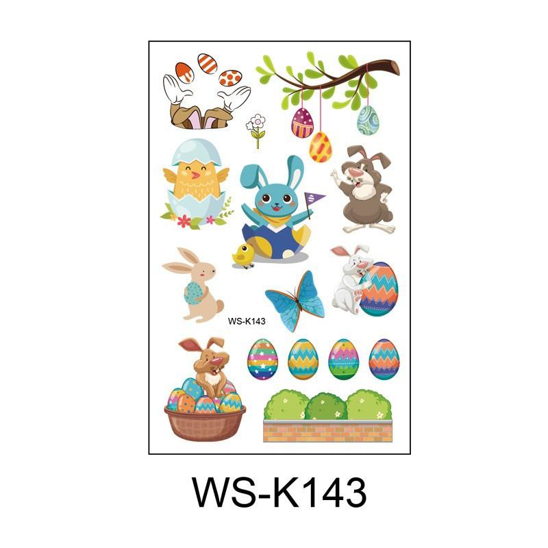 Cross Border Easter Party Egg Tattoo Sticker Waterproof Holiday Children's Cartoon Rabbit