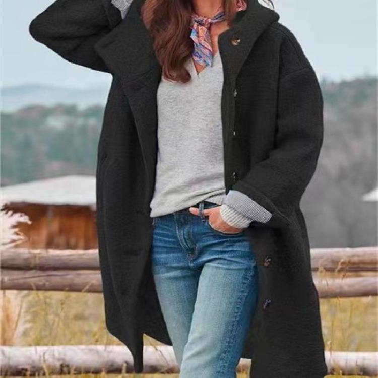 Giacca da Donna Autunno Inverno Taglia Larga con Cappuccio Casual da Esterno Larga Monocolore Nuova Giacca Trendy