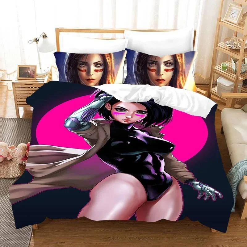 3D ALITA Battle Angel Bettwäsche-Set Twin Queen Size Bettbezug Kissenbezug für Kinder Erwachsene Heimtextilien