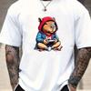 Men Cotton T-Shirt with Cartoon Capybara Gamer Design Crew Neck Short Sleeve Summer Tee Men Clothing