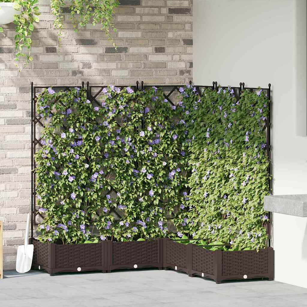 Garden Planter Set 5 Pcs Brown 120 X 120 X 125.5 Cm Plastic