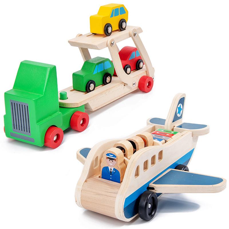 Wooden Transportation Toys, Children's Educational Toys, Wooden Tractors, Airplane Models