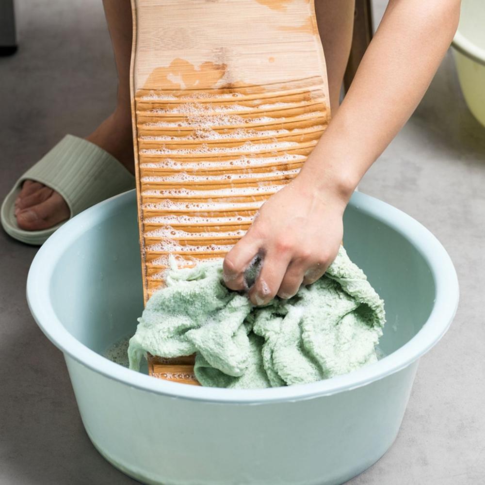 Home Rectangle Bamboo Portable Anti-slip Clothes Cleaning Tools Washboard Scrubboards Laundry Board