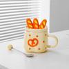 Japanese Creative Ceramic Mug Bread Bag Cup Couple Cup Water Cup with Lid Spoon Coffee Cup Breakfast Milk Cup