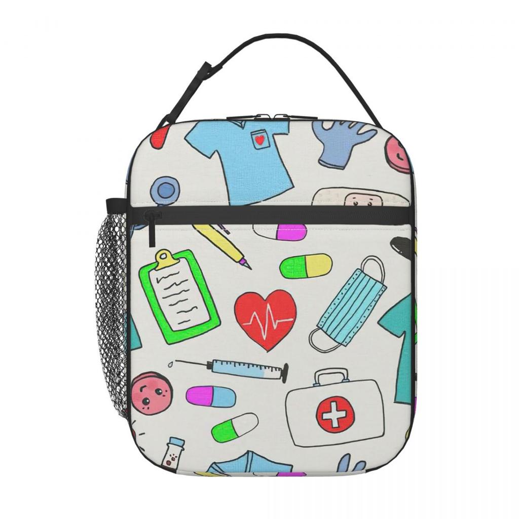 Medical Equipment Pattern Insulated Lunch Bag for Women Office Cooler Thermal Food Box Tote Leakproof Lunch Boxes Container