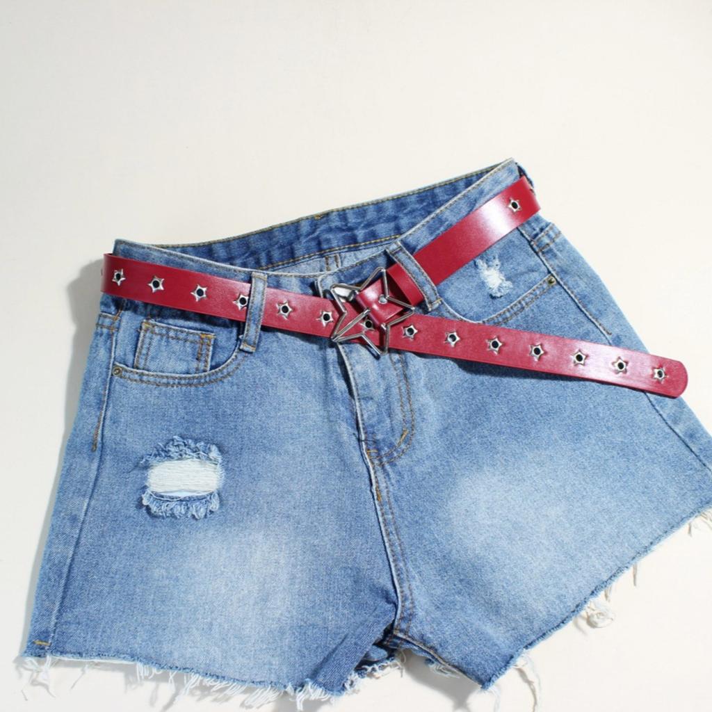 Grommet Waist Belt Punk Star Charm Skinny Chain for Cowboy Grunge Buckle Modern Waistband Waist Chain Studded Belt